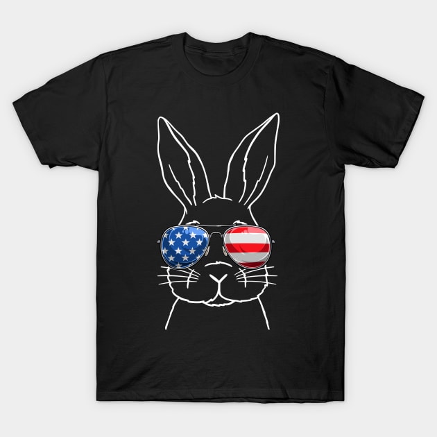 American flag 4th of July patriotic Rabbit Kids T-Shirt by FabulousDesigns